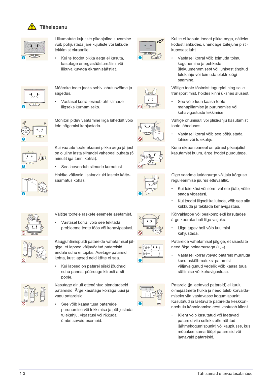 Samsung LF24VPNLB/EN manual On oluline lasta silmadel vahepeal puhata 