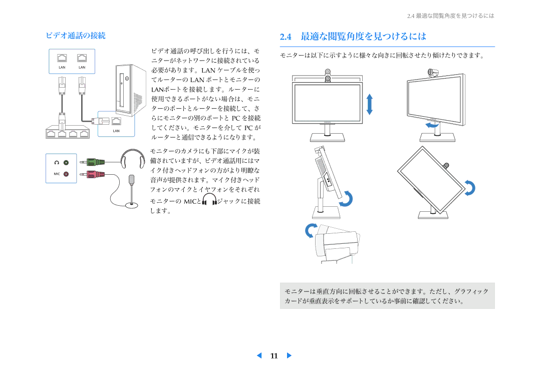 Samsung LF24VPNLB/XJ manual 最適な閲覧角度を見つけるには, ビデオ通話の接続 