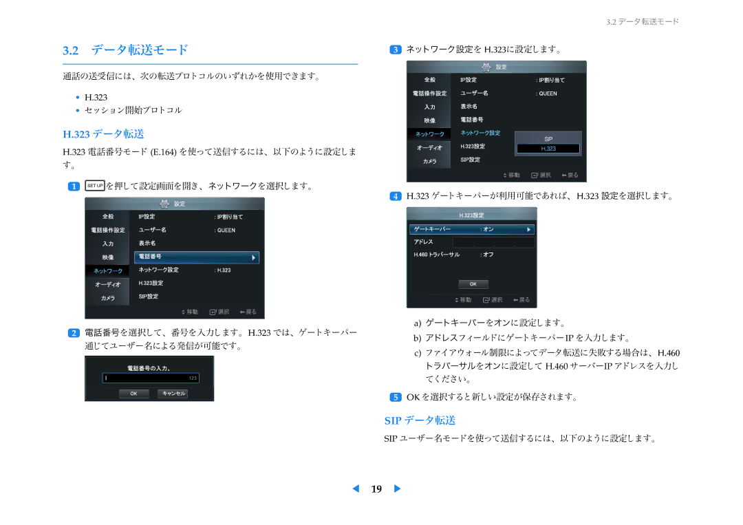 Samsung LF24VPNLB/XJ manual データ転送モード, Sip データ転送 