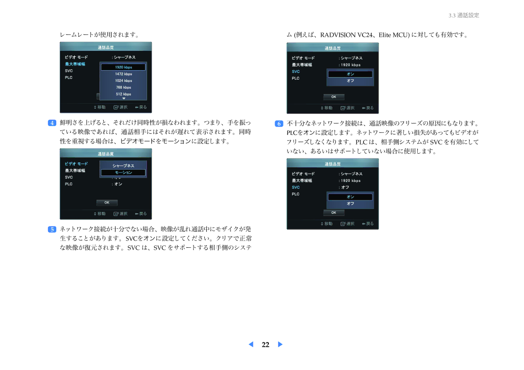 Samsung LF24VPNLB/XJ manual 例えば、RADVISION VC24、Elite MCU に対しても有効です。 