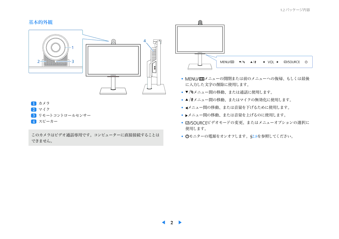 Samsung LF24VPNLB/XJ manual 基本的外観 