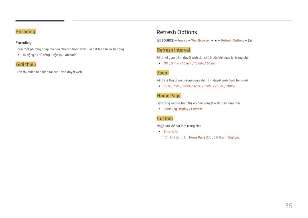 Samsung SBB-SNOWH3U/XV, LH015IFHTAS/XV, LH015IFHSAS/XV manual Refresh Options 