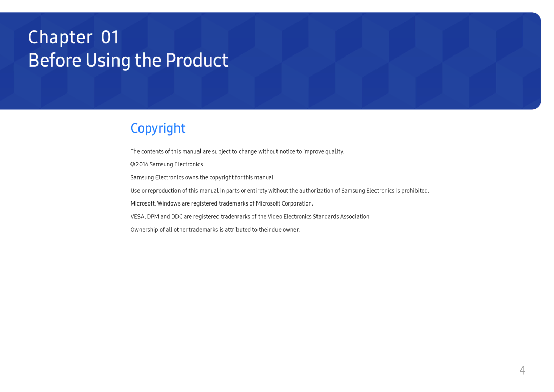 Samsung LH025ISFNAS/ZA manual Before Using the Product, Copyright 