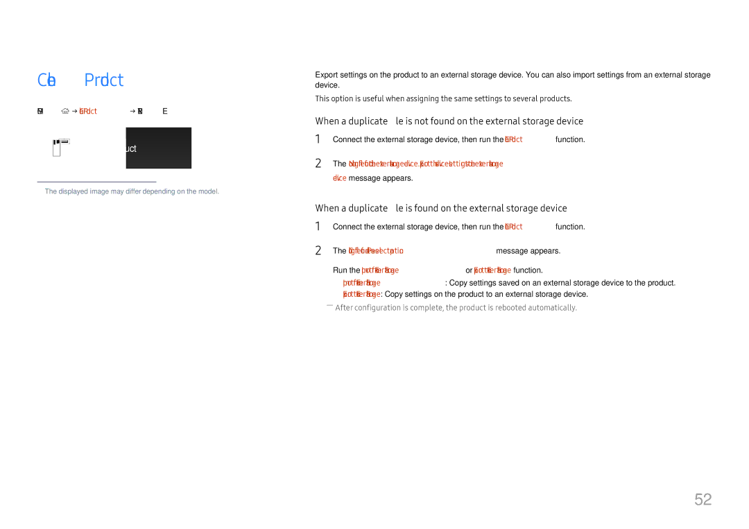 Samsung LH025ISFNAS/ZA manual Home → Clone Product → Enter E 