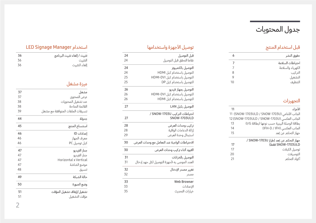 Samsung LH015IFHTAS/UE, LH060IFHSDS/UE, SBB-SNOWH3U/UE manual تايوتحملا لودج 