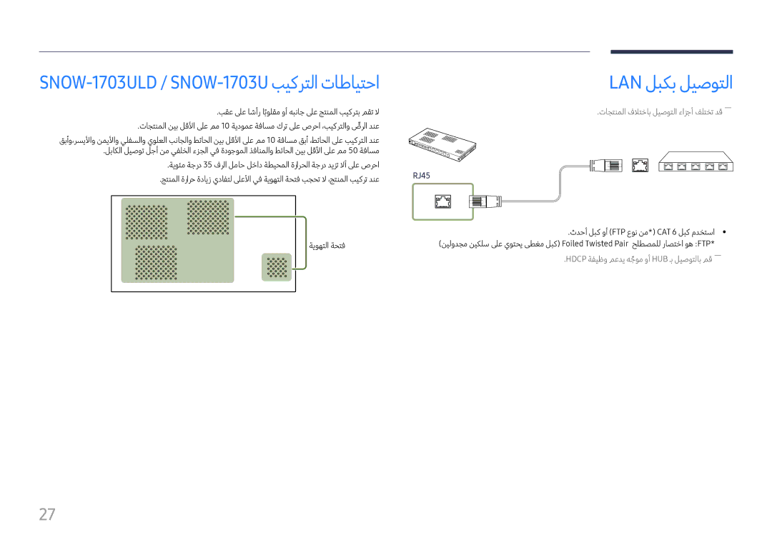 Samsung LH060IFHSDS/UE, SBB-SNOWH3U/UE, LH015IFHTAS/UE manual Lan لبكب ليصوتلا, RJ45 