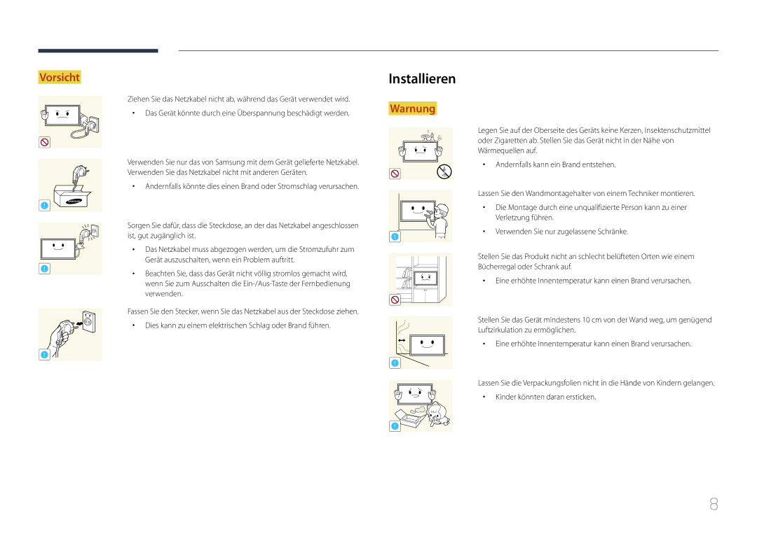 Samsung LH105QMDNC/EN manual Installieren 