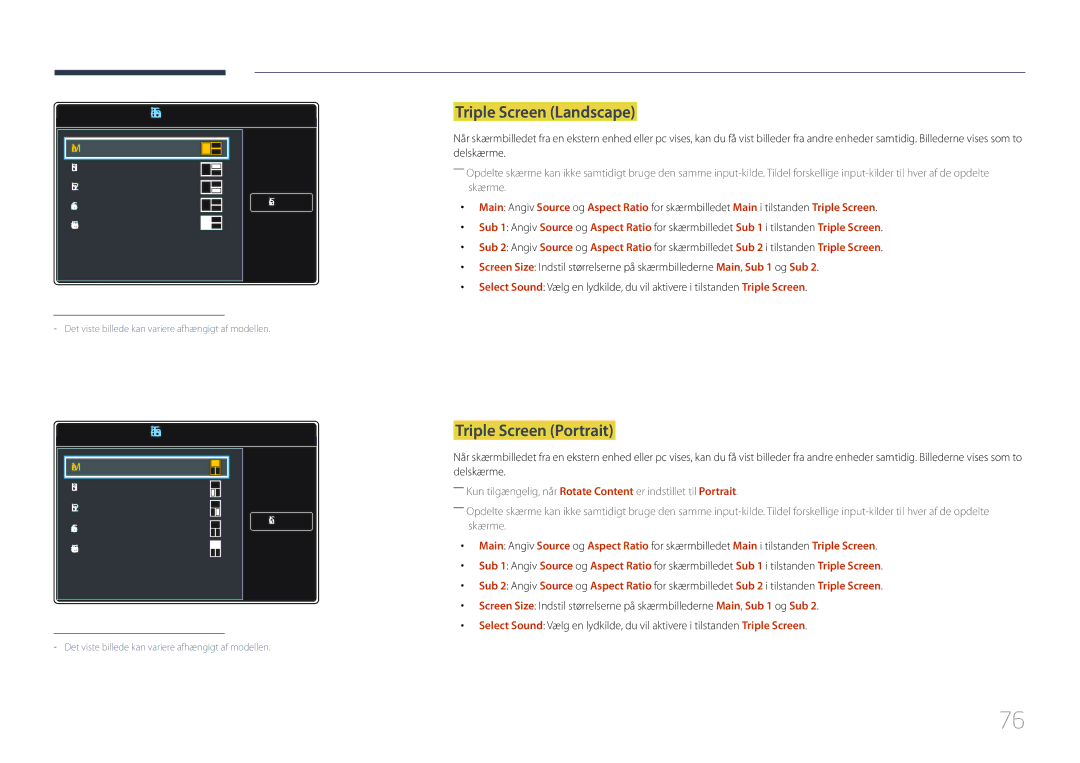 Samsung LH105QMDNC/EN manual Triple Screen Landscape, Triple Screen Portrait 