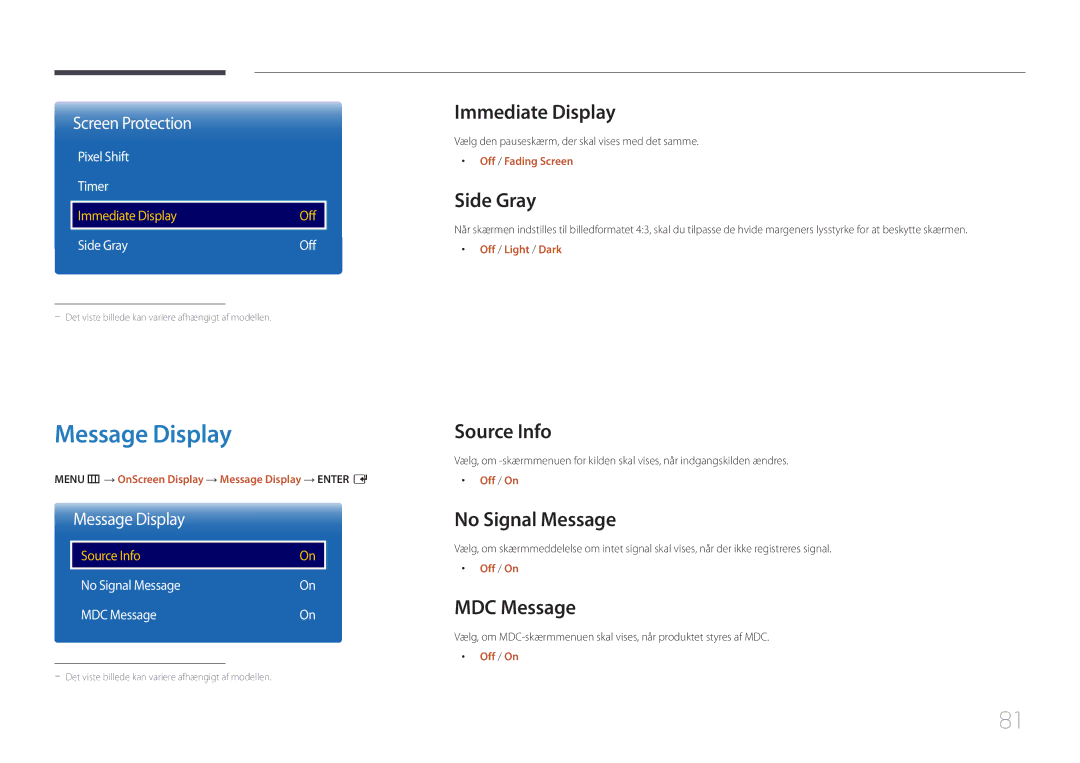 Samsung LH105QMDNC/EN manual Message Display 