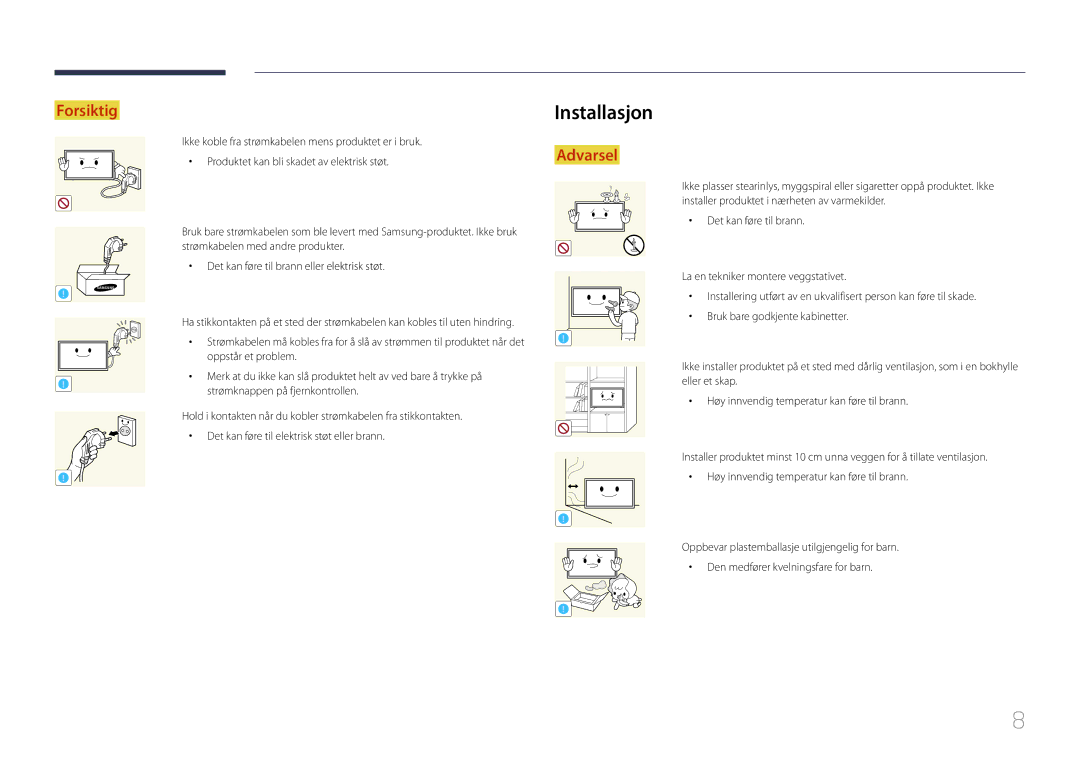 Samsung LH105QMDNC/EN manual Installasjon 