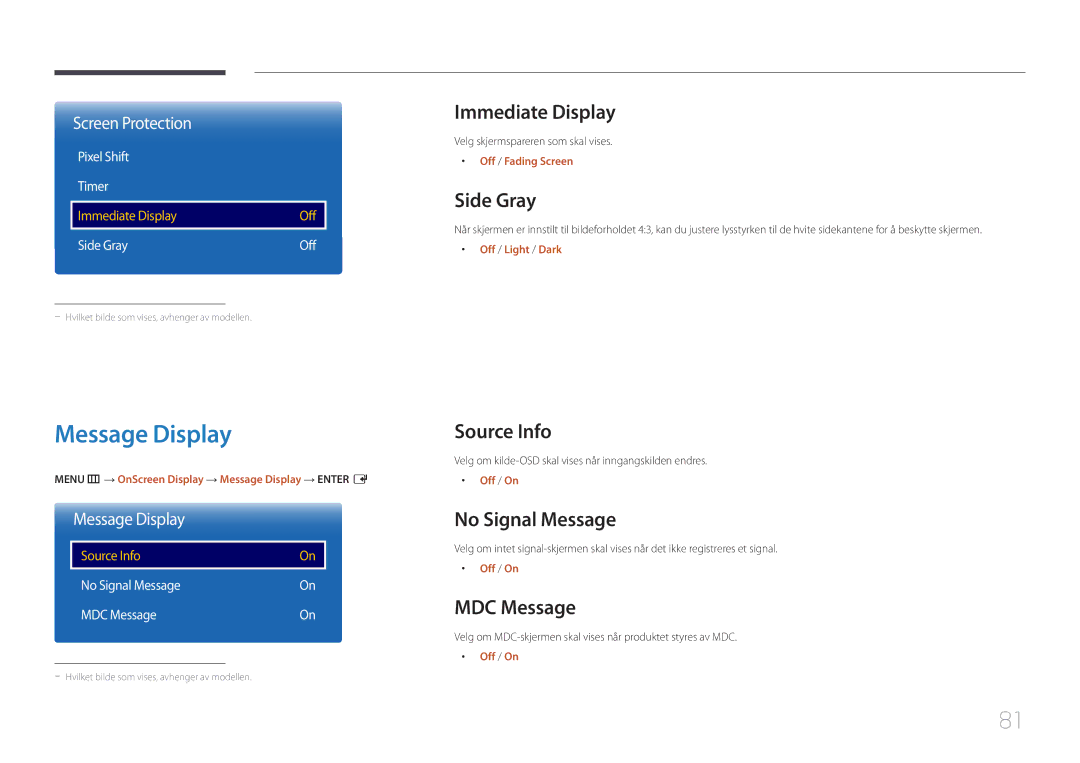 Samsung LH105QMDNC/EN manual Message Display 