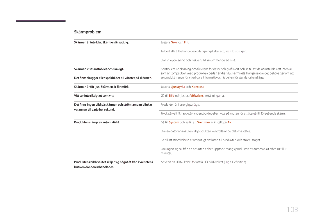 Samsung LH105QMDNC/EN manual 103, Justera Ljusstyrka och Kontrast 