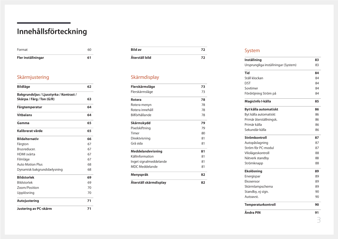 Samsung LH105QMDNC/EN manual Skärmjustering 