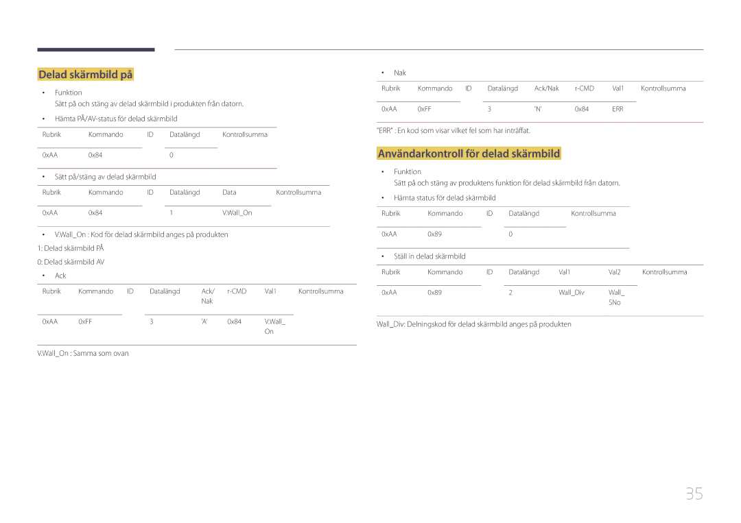 Samsung LH105QMDNC/EN manual Delad skärmbild på, Användarkontroll för delad skärmbild 