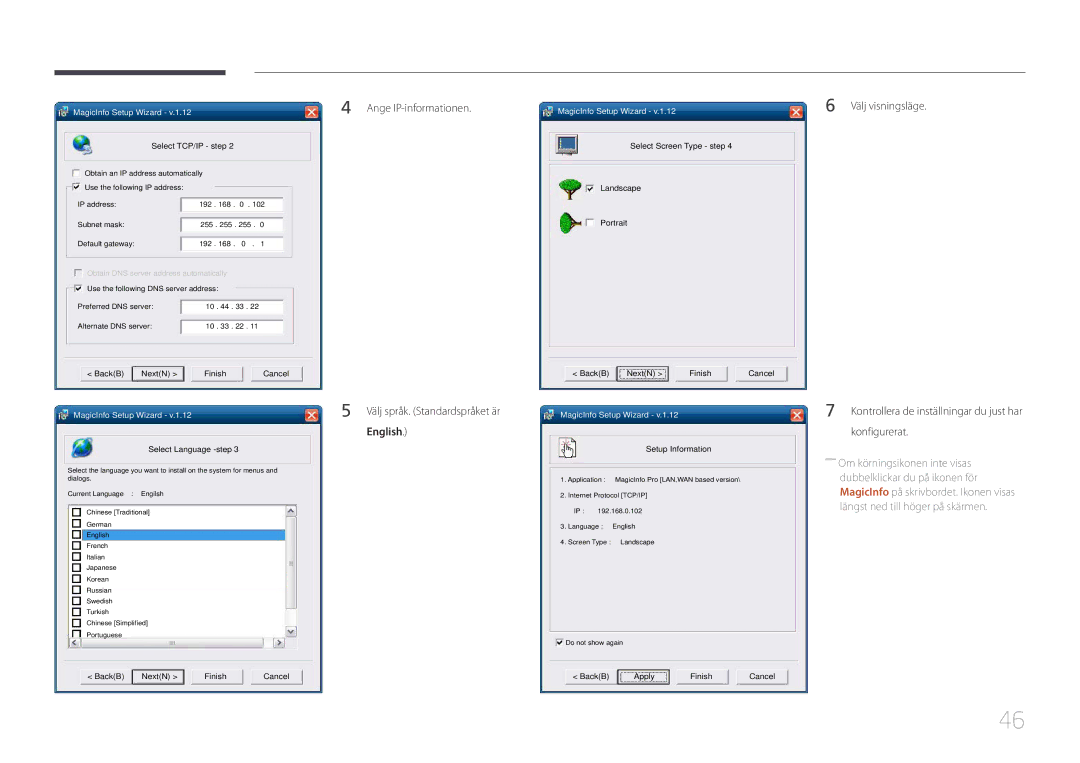 Samsung LH105QMDNC/EN manual English, Select TCP/IP step 