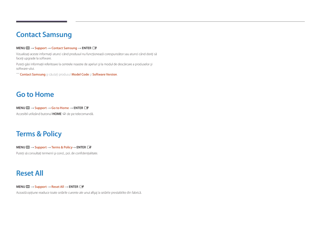 Samsung LH32DBDPLGC/NG, LH10DBDPLBC/EN, LH40DMDPLGC/EN, LH32DMDPLGC/EN Accesibil utilizând butonul Home de pe telecomandă 