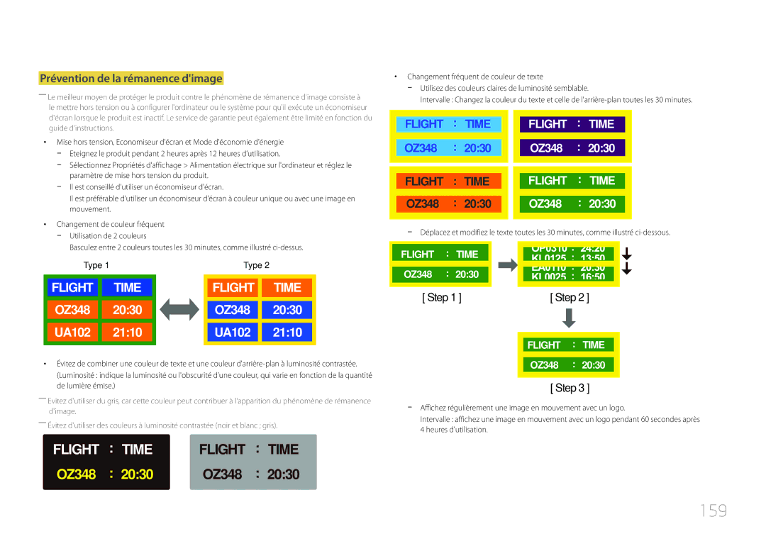 Samsung LH10DBDPLBC/EN manual 159, Prévention de la rémanence dimage 