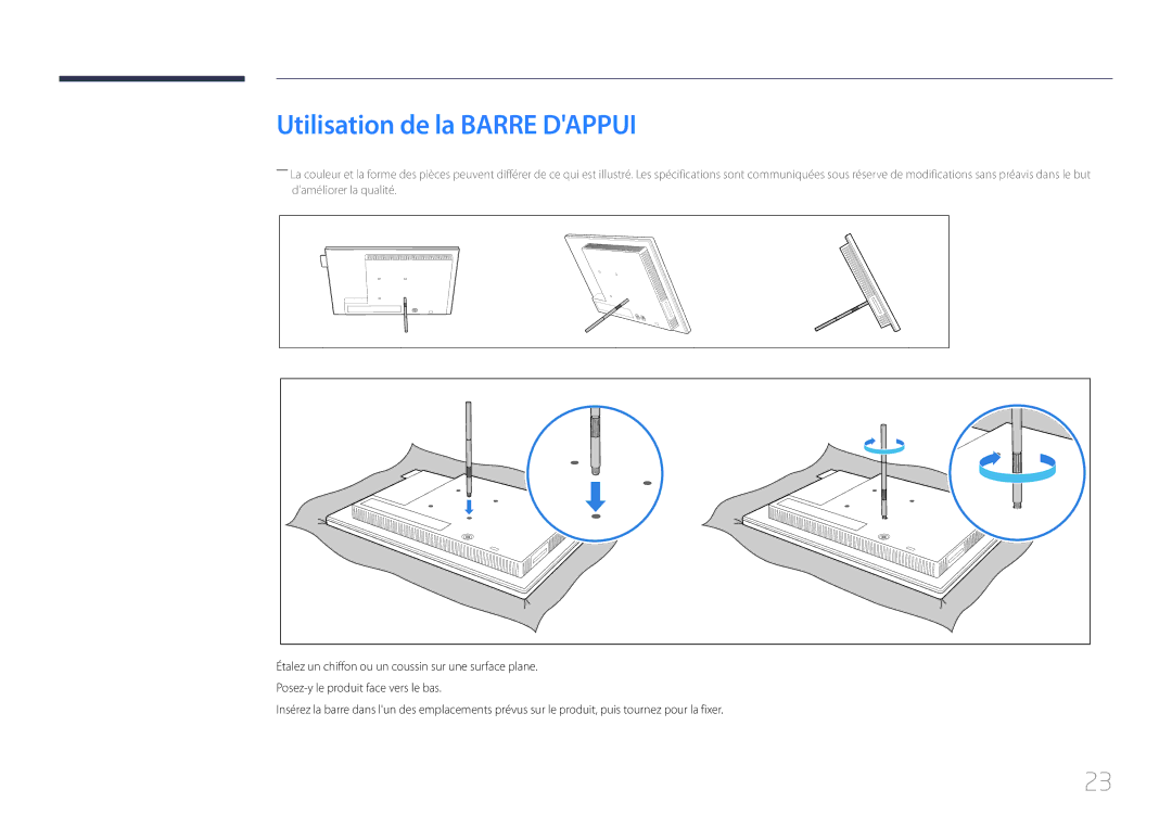 Samsung LH10DBDPLBC/EN manual Utilisation de la Barre Dappui 