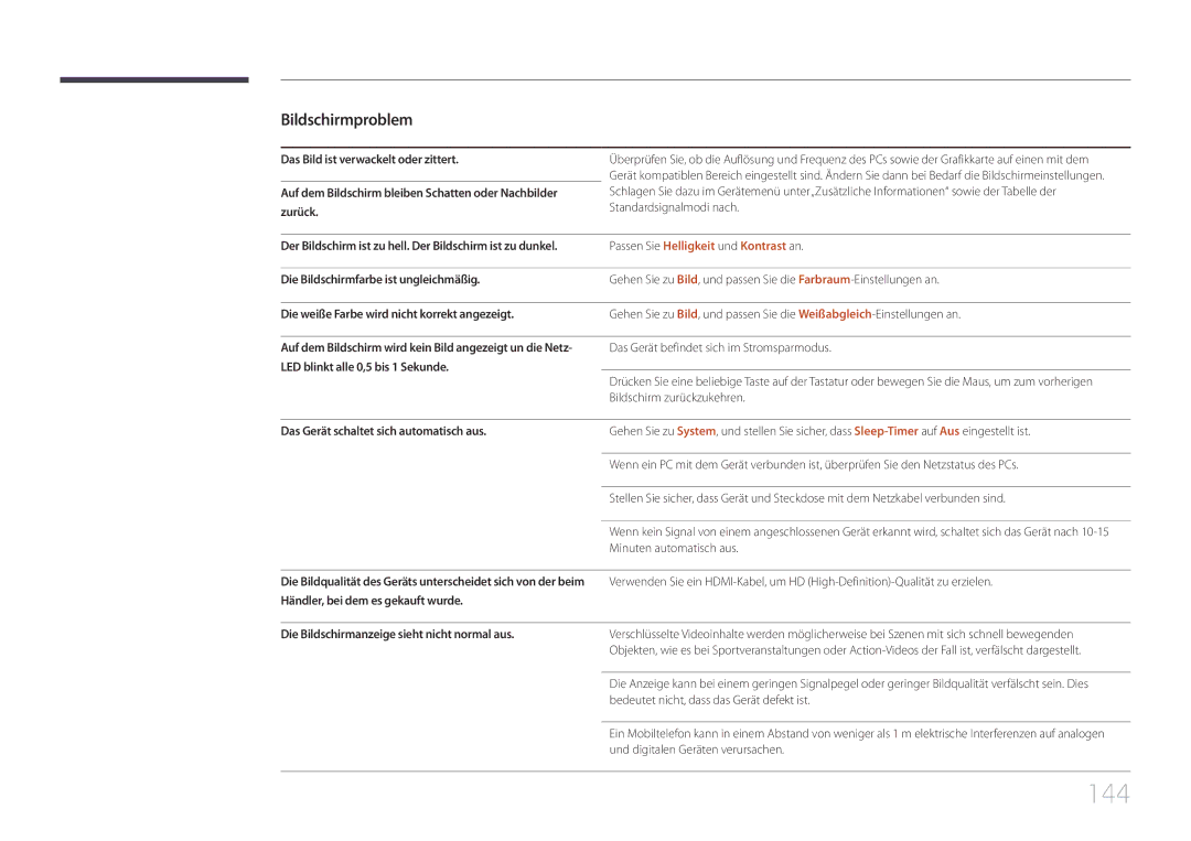 Samsung LH10DBDPLBC/EN manual 144, Passen Sie Helligkeit und Kontrast an 