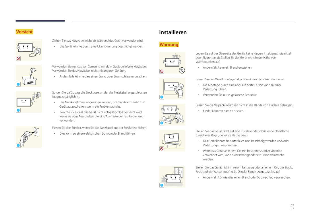 Samsung LH10DBDPLBC/EN manual Installieren 