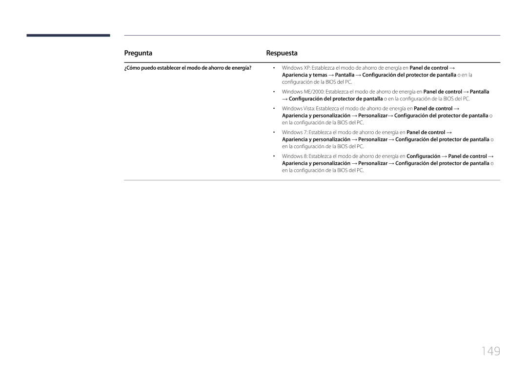 Samsung LH10DBDPLBC/EN manual 149, Pregunta 