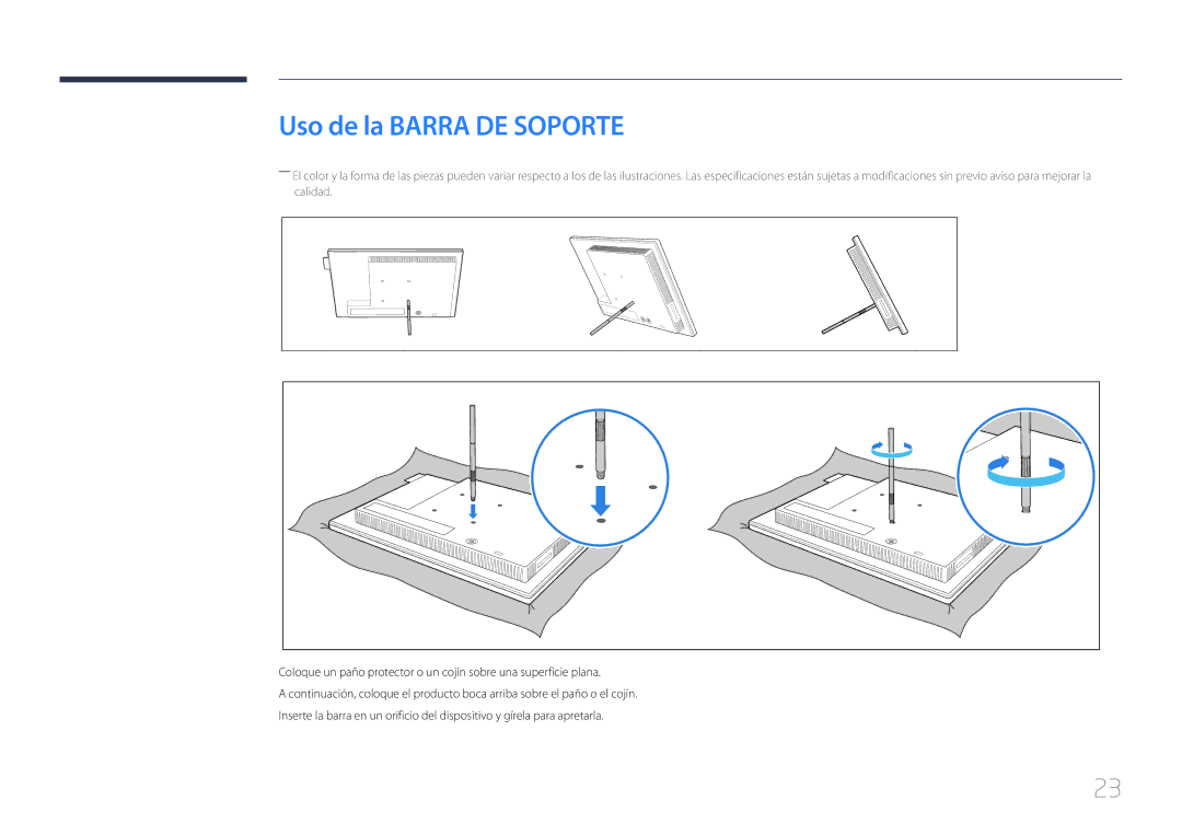 Samsung LH10DBDPLBC/EN manual Uso de la Barra DE Soporte 