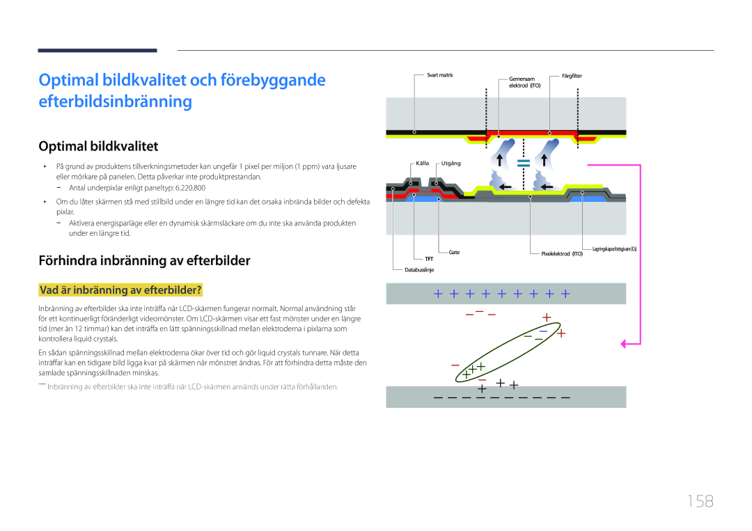 Samsung LH10DBDPLBC/EN 158, Optimal bildkvalitet, Förhindra inbränning av efterbilder, Vad är inbränning av efterbilder? 