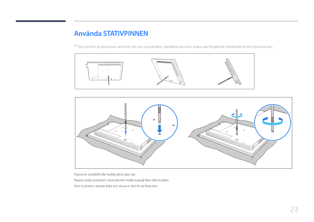 Samsung LH10DBDPLBC/EN manual Använda Stativpinnen 