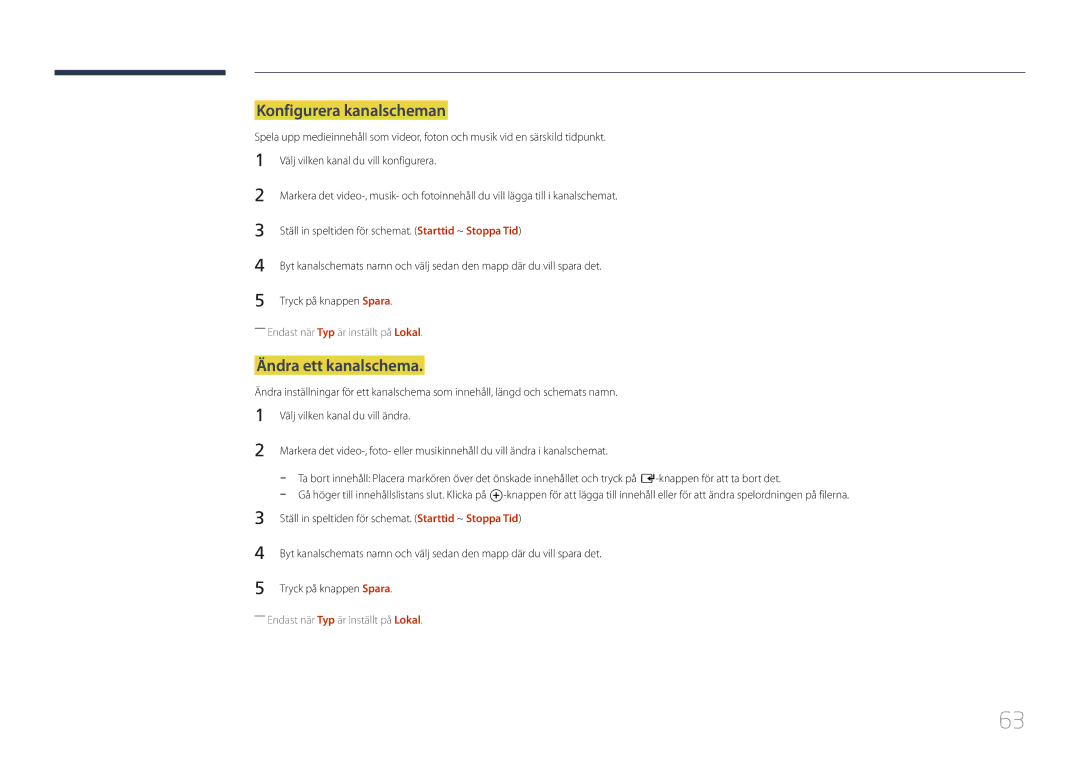 Samsung LH10DBDPLBC/EN manual Konfigurera kanalscheman, Ändra ett kanalschema 