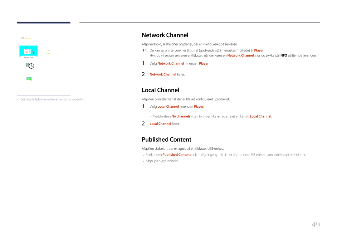 Samsung LH10DBDPLBC/EN manual Network Channel, Local Channel, Published Content 