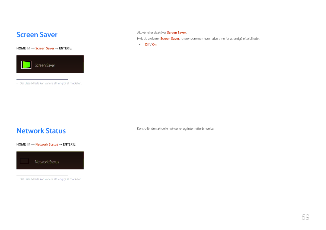 Samsung LH10DBDPLBC/EN manual Screen Saver, Network Status 