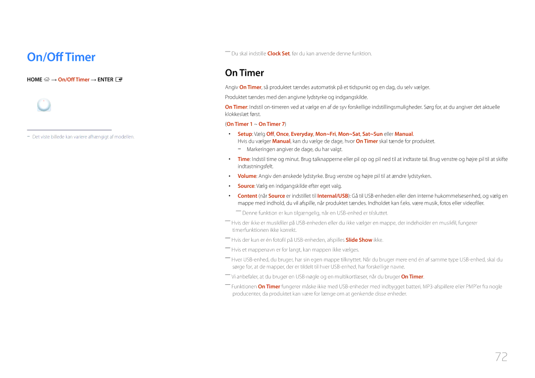 Samsung LH10DBDPLBC/EN manual On Timer, Home → On/Off Timer → Enter E 