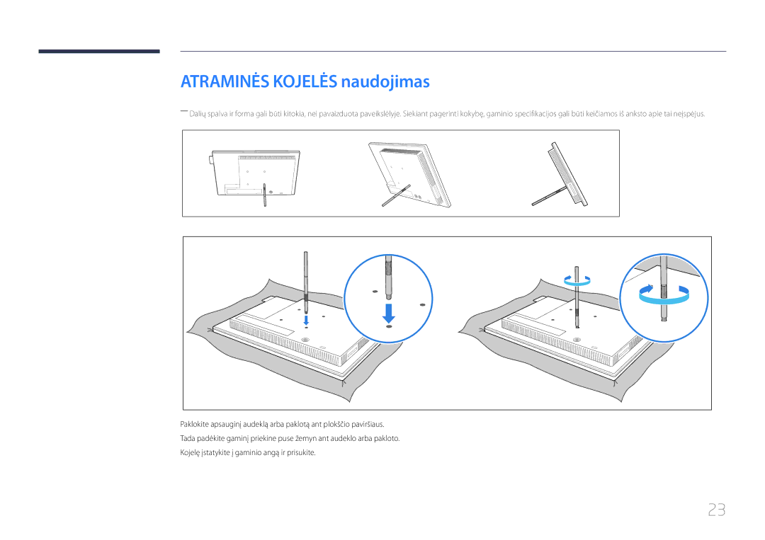 Samsung LH10DBDPLBC/EN manual Atraminės Kojelės naudojimas 