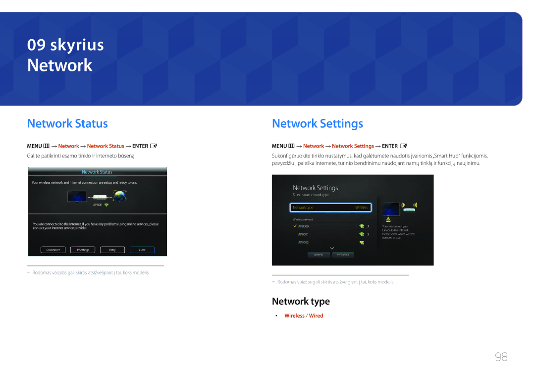 Samsung LH10DBDPLBC/EN manual Network Settings, Network type 