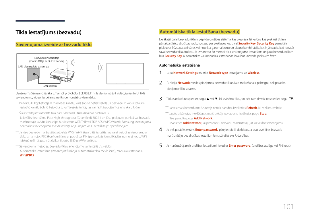 Samsung LH10DBDPLBC/EN 101, Tīkla iestatījums bezvadu, Automātiska tīkla iestatīšana bezvadu, Pieejamo tīklu saraksts 