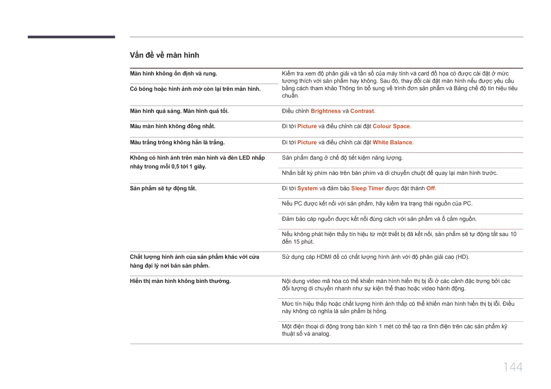 Samsung LH10DBDPLBC/XY manual 144, Điều chỉnh Brightness và Contrast 