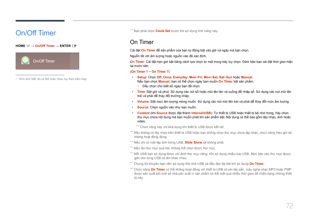 Samsung LH10DBDPLBC/XY manual Home → On/Off Timer → Enter E, On Timer 1 ~ On Timer 