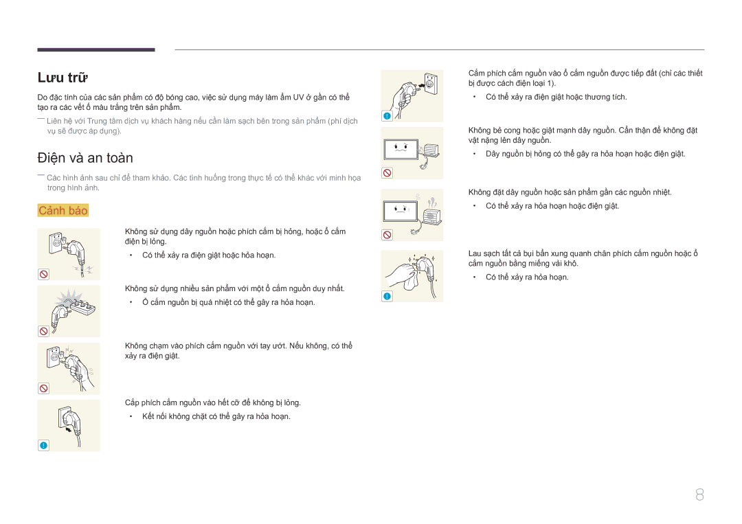 Samsung LH10DBDPLBC/XY manual Lưu trữ, Điện và an toàn 