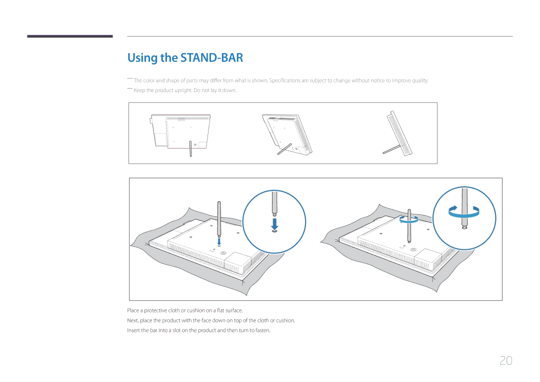 Samsung LH10DBEPTGC/EN, LH10DBEPEBB/EN, LH10DBEPPBB/EN manual Using the STAND-BAR 