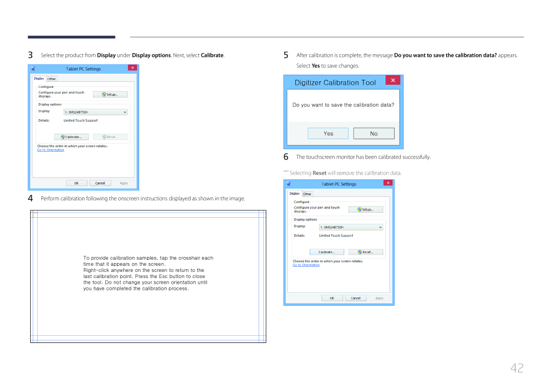 Samsung LH10DBEPTGC/EN, LH10DBEPEBB/EN Digitizer Calibration Tool, Touchscreen monitor has been calibrated successfully 