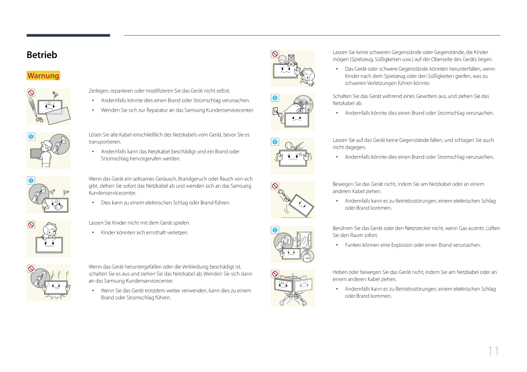 Samsung LH10DBEPPBB/EN, LH10DBEPTGC/EN, LH10DBEPEBB/EN manual Betrieb 