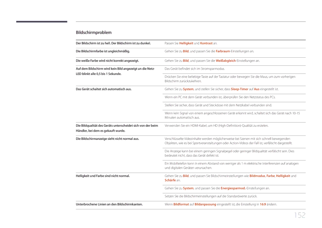 Samsung LH10DBEPPBB/EN, LH10DBEPTGC/EN, LH10DBEPEBB/EN manual 152, Passen Sie Helligkeit und Kontrast an, Schärfe an 