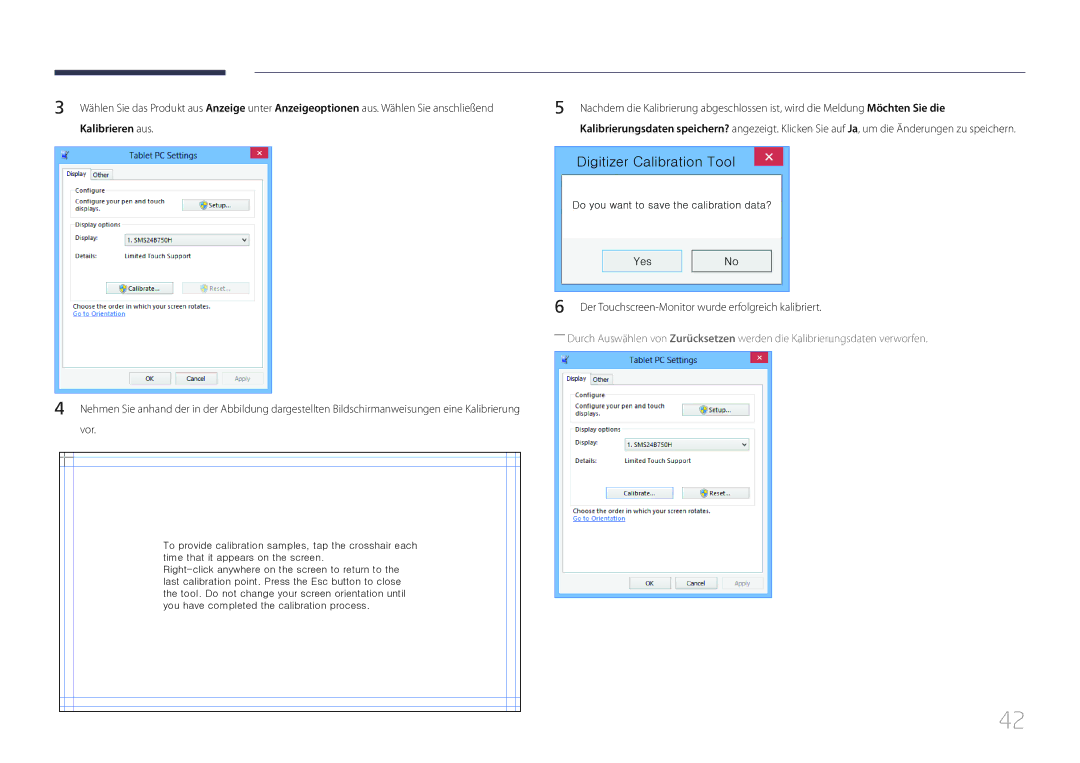 Samsung LH10DBEPTGC/EN, LH10DBEPEBB/EN Digitizer Calibration Tool, Der Touchscreen-Monitor wurde erfolgreich kalibriert 