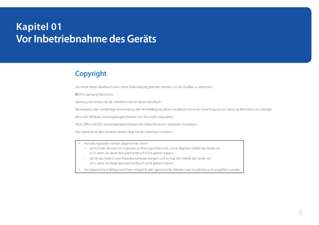 Samsung LH10DBEPTGC/EN, LH10DBEPEBB/EN, LH10DBEPPBB/EN manual Vor Inbetriebnahme des Geräts, Copyright 