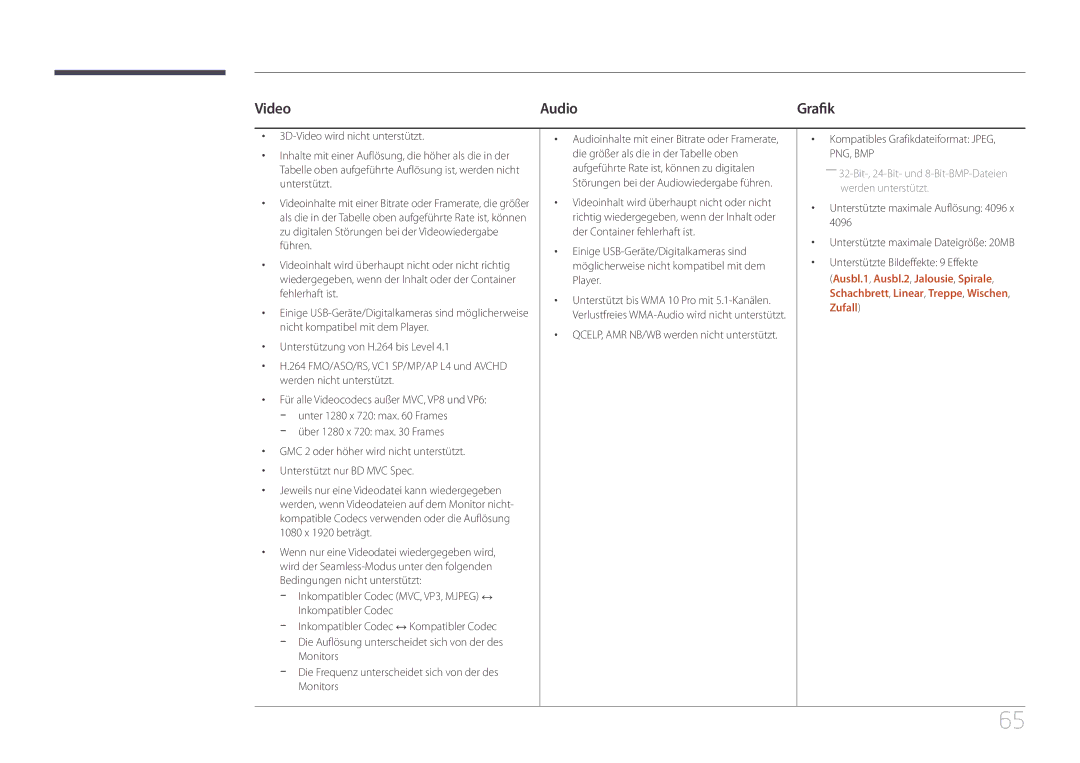 Samsung LH10DBEPPBB/EN, LH10DBEPTGC/EN, LH10DBEPEBB/EN manual Video Audio, Grafik 