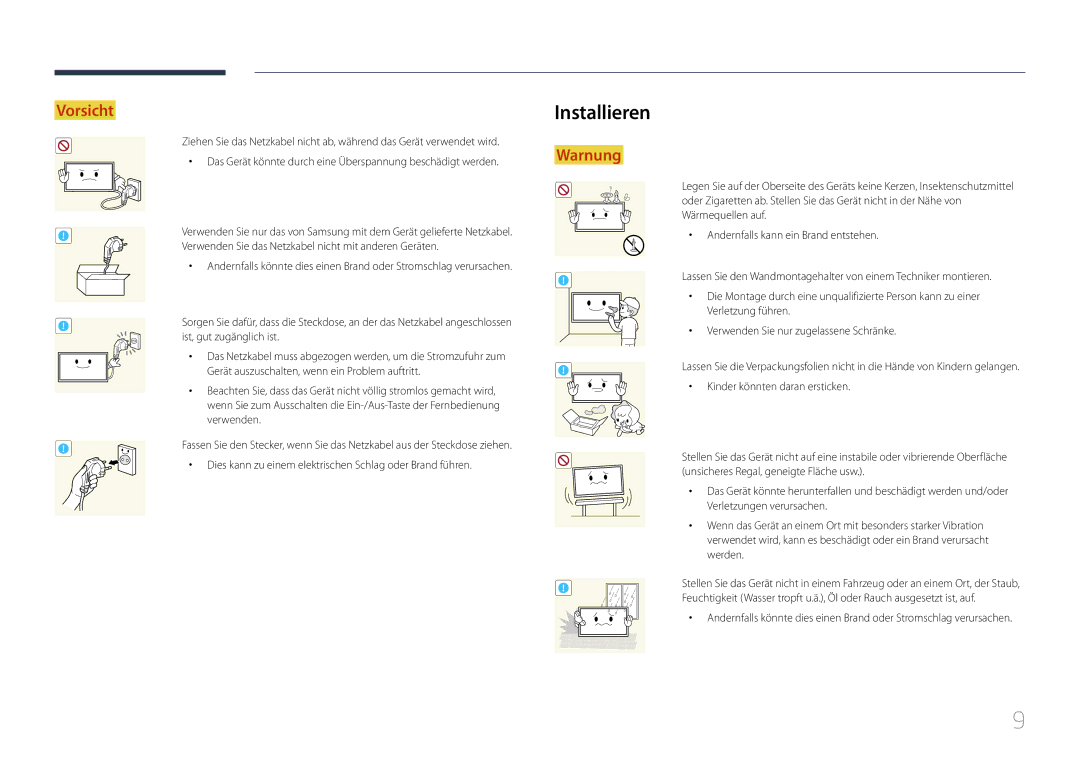 Samsung LH10DBEPTGC/EN, LH10DBEPEBB/EN, LH10DBEPPBB/EN manual Installieren 