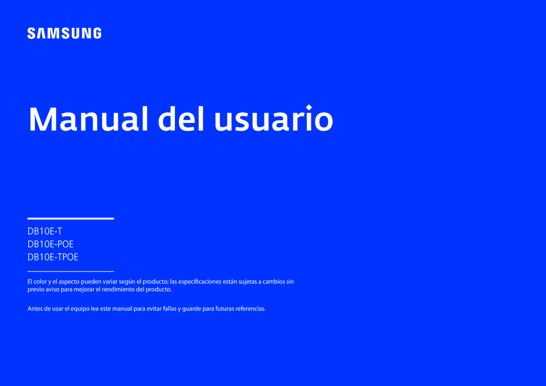 Samsung LH10DBEPEBB/EN, LH10DBEPTGC/EN, LH10DBEPPBB/EN manual Manual del usuario 