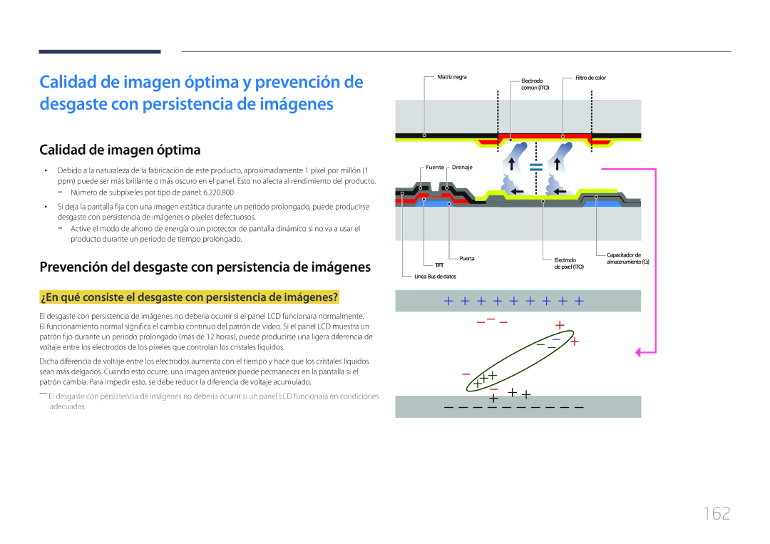 Samsung LH10DBEPTGC/EN manual 162, Calidad de imagen óptima, ¿En qué consiste el desgaste con persistencia de imágenes? 