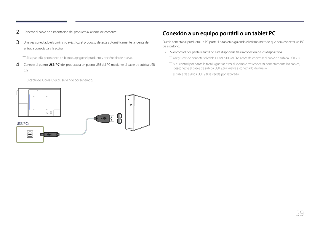 Samsung LH10DBEPTGC/EN, LH10DBEPEBB/EN, LH10DBEPPBB/EN manual Conexión a un equipo portátil o un tablet PC 