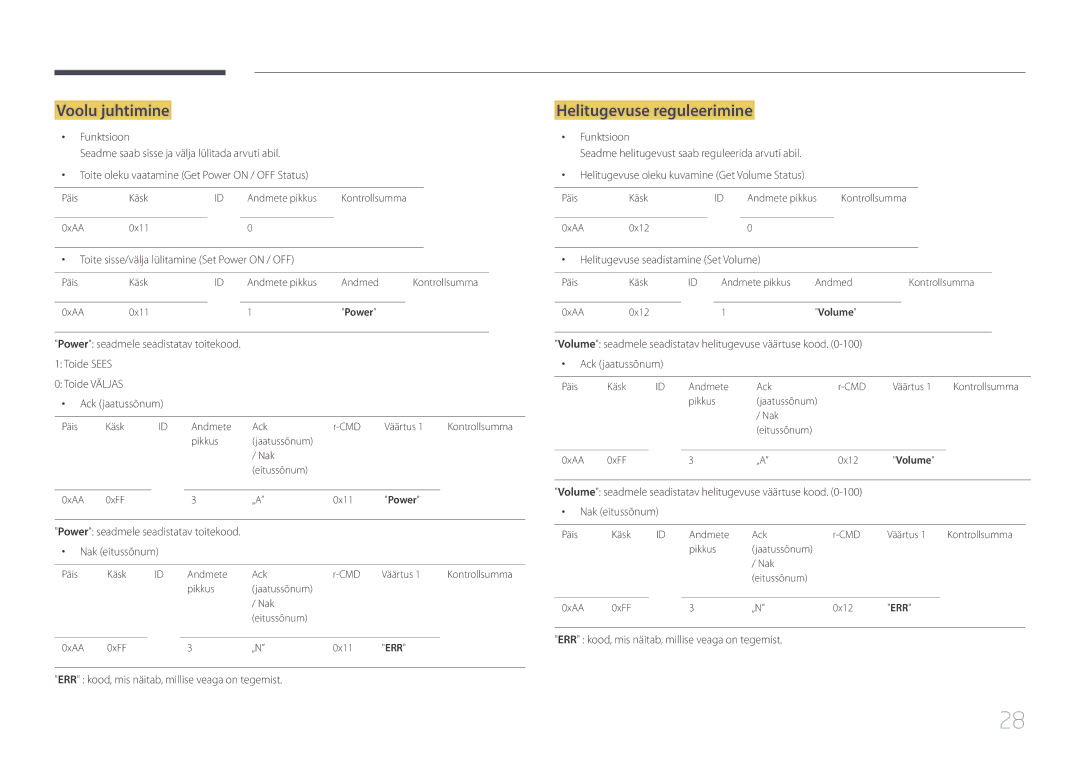 Samsung LH10DBEPEBB/EN, LH10DBEPTGC/EN, LH10DBEPPBB/EN manual Voolu juhtimine, Helitugevuse reguleerimine 